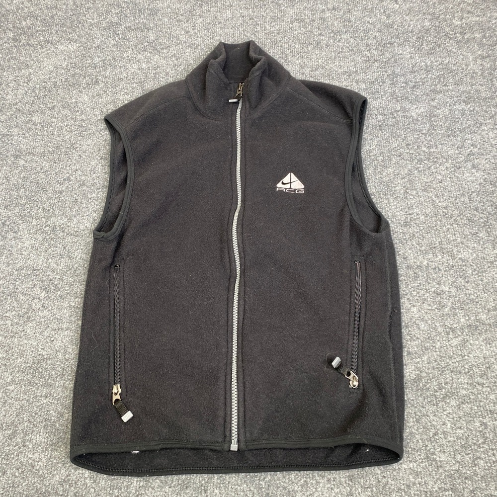 Nike ACG Fleece Vest Small Black Full Zip Thermal Layer 2 Made in USA 2009